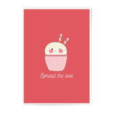 Cute Cupcake Photographic Prints, Bunny Ears Art, Spread the Love Prints, Kawaii Food Wall Art, Sweet Treat Decor, Playful Pink Print - Tawshia